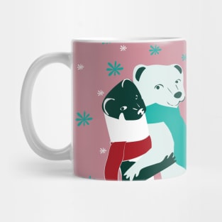 Weasel hugs Christmas in pink Mug
